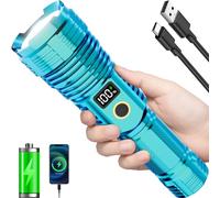 Flashlights High Lumens Rechargeable, LED Super Bright Flash Light Long Beam, Zoomable Linternas with LCD Digital Display, 5 Mode, Waterproof, Powerful Tactical Flashlight for Emergencies Camping Gift
