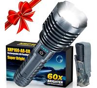 Flashlights High Lumens, Super Bright Rechargeable Flash Light, Powered by Battery, Waterproof Powerful LED Flashlights-Zoomable 5 Modes-31H Runtime-Holster for Emergency Camping