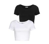 FlashLights Pack of 2 Short Sleeve Crop Tops Black / White