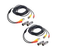 Flashmen 2-Pack 25ft HD Video Power Security Camera Cables Pre-made All-in-One Extension Wire Cord with BNC Connectors for CCTV Security Camera Black