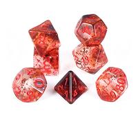 FLASHOWL Crystal Ribbon Dice - Red, 7-Piece Polyhedral Set, Acrylic Material, D4, D6, D8, D10, D12, D20, Perfect for D&D, MTG, Tabletop Games