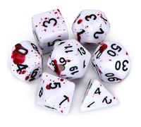 FLASHOWL D&D Dice Set Age 14+ with Irregular Spray Bloody Red Dots Polyhedral Role Playing Gaming Dice D20 Dice Dungeons and Dragons Dice Set of 7 (Fuchsia)