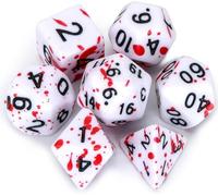FLASHOWL D&D Dice Set with Irregular Spray Red Dots Polyhedral Role Playing Gaming Dice D20 Dice Dungeons and Dragons Dice Set of 7 (Red)