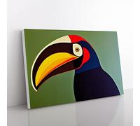 Flashy Toucan Bird Abstract Canvas Wall Art Print Ready to Hang, Framed Picture for Living Room Bedroom Home Office Décor, 50x35 cm (20x14 Inch)