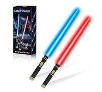 FlashyU Light-Sabers for Adults Kids, 2 Pack Dueling Light Up Sword Toy for Boys, Halloween-Costume Party Cosplay Birthday Gifts for Teen Men Age 8+ (2 Pack)