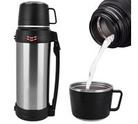 Flask, 2L Stainless Steel Flask for Hot Drink,Large Vacuum Flasks for Hot and Cold Drinks, 24 Hrs Hot|Cold, Hot Water Flask with Coffee Cup Lid & Handle,Portable Travel Water Bottle for Outdoor