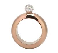 Flask Alcohol for Women, 3.5oz Hidden Flask Stainless Steel Hollow Round Leakproof Portable Drink Bracelet for Dance Birthday Party Club Bar Travel(Bright Rose Gold)