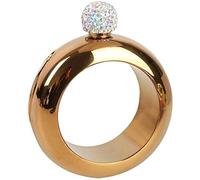 Flask Bangle Bracelet, 3.8oz Stainless Steel Wine Alcohol Liquor Flask Bracelet with Crystal Lid for Birthday Party Club Bar (Gold)