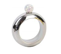 Flask Bangle Bracelet,Stainless Steel Hip Flask Bracelet,Whiskey Drinkware Hidden Alcohol Container,for Women's Party Club Bar (Silver)