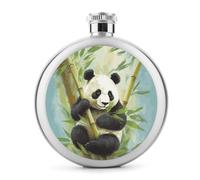Flask,Flask for Men, Bamboo with Panda Printed Hip Flask,Stainless Steel Flask,Alcohol Flask,for Whiskey And Other Liquor
