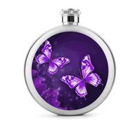 Flask,Flask for Men, Purple Butterflies Printed Hip Flask,Stainless Steel Flask,Alcohol Flask,for Whiskey And Other Liquor