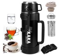 Flask for Hot Drink - 2L Large Capacity Vacuum Insulated Bottle Leakproof Stainless Steel Hot Water Thermal Flask 24hrs Water Bottle for Hot and Cold Drinks Coffee Cup Lid with Handle BPA-Free