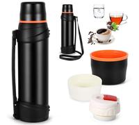 Flask for Hot Drinks 2.5L Stainless Steel Insulated Bottle, Black | Large Capacity, Vacuum Insulated, Coffee Cup Lid with Handle, Travel Drink Flask for Outdoor Home