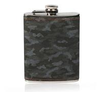 Flask for Liquor for Men, Stainless Steel Camping Flask 8 oz, Camouflage leather Hip Flask Whiskey Flask with Integrated Steel Cap for Outdoor/Hiking/Climbing, Father's Day Gfit for Men
