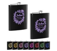 Flask for Men 2 Pieces 8 OZ Groomsmen Best Man Personalized Customise Wedding Gifts Birthday Fathers Day Whiskey Hip Liquor Stainless Steel Matte Black