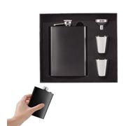 Flask Gift Set Stainless Steel 8oz, Matte Black Flask Gift Set with 2 Cups & Funnel, Gift Box Set for Men for Birthday Gift, Best Man Fathers Day Wedding