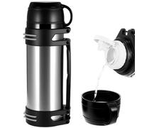 Flask,Stainless Steel Flask for Hot Drink,Large Vacuum Flasks for Hot and Cold Drinks, 24 Hrs Hot|Cold, Hot Water Flask with Coffee Cup Lid & Handle,Portable Travel Water Bottle for Outdoor (1.5L)