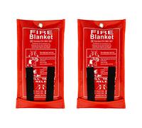 FLASLD Fire Blanket for Home and Kitchen, Fiberglass Fire Blankets Emergency for People, Flame Retardant Protection and Heat Insulation (100cm x 100cm - 2 Pack)