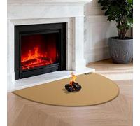 FLASLD Fireproof Fireplace Mat 24×42Inch Half Round Hearth Rug Protects Floors from Sparks Embers, Brown