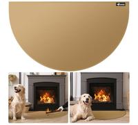 FLASLD Fireproof Fireplace Mat 24×42Inch Half Round Hearth Rug Protects Floors from Sparks Embers, Brown