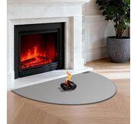 FLASLD Fireproof Fireplace Mat 24×42Inch Half Round Hearth Rug Protects Floors from Sparks Embers, Gray