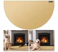 FLASLD Fireproof Fireplace Mat 24×42Inch Half Round Hearth Rug Protects Floors from Sparks Embers, Khaki
