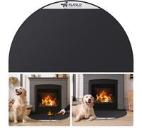 FLASLD Fireproof Fireplace Mat 32×60Inch Half Round Hearth Rug Protects Floors from Sparks Embers, Black with White Label