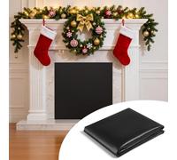 FLASLD Magnet Fireplace Blocker, Fireplace Blanket Stops Overnight Heat Loss, Fireplace Draft Stopper Save Energy Black (36" W x 32" H)
