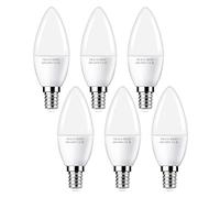 Flaspar E14 LED Candle Light 60W Equivalent, Warm White 3000K, 7W Small Edison Screw, 600LM Energy Saving, 6 Pack