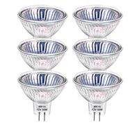 Flaspar MR16 Halogen Light Bulbs, 50W 12V GU5.3 Warm White 2800K,6 Pack | Compatible with Most Dimmer Switches,Spotlight Halogen Bulb,2 Bi-Pin Bulbs,for Ceiling,Downlight,Track Light