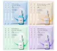 FlasshFrez 12 Pcs Essence Hydrating Sheet Face Mask Set - Moisturizing, Anti-Aging, Brightening Beauty Masks - Vegan Skincare for All Skin Types