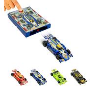 FLAT 2 FAST Original Speed Card Racer - Flat Car Racer and Pocket Size Racecar Launcher with Real Rubber Tires for High-Speed Racing - Load, Launch, Race! - Cobalt Blue