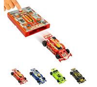 FLAT 2 FAST Original Speed Card Racer - Flat Car Racer and Pocket Size Racecar Launcher with Real Rubber Tires for High-Speed Racing - Load, Launch, Race! - Racing Red