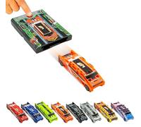 FLAT 2 FAST Original Stunt Card Racer - Flat Car Racer and Pocket Size Racecar Launcher with Built-in Button for Stunt Launching and Racing - Compact - Lava Orange