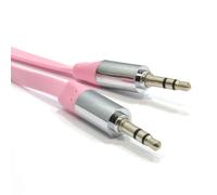 kenable FLAT 3.5mm Jack with METAL Plug Stereo Audio Cable Lead Pink 2m