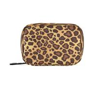 Flat Abstract Pattern Leopard Skin Print Gold Brown Travel Medicine Bag with Detachable Compartments Attachable Organizer Travel case for Purse
