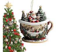 Flat Acrylic Christmas Ornaments,2D Christmas Coffee Cup Snow House Decoration Ornament | Festive Seasonal Holiday Decoration for Car Interior Door Backpack Bookshelf Bedside Fireplace Mantel Window T
