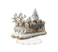 Flat Acrylic Desk Decoration,Flat Santa Sleigh Acrylic Christmas Decor - Artistic Stand Figure Ornament Winter Holiday Theme for Study Room Dormitory Bedroom Bedside