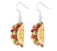 Flat Acrylic Food Earrings Creative Hamburger Bread Fried Chicken French Fries Earrings for Women, Acrylic, No Gemstone