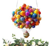 Flat Acrylic Pendant, Colorful Hot Air Balloon Decor, Sunlight-Catching Hanging Ornament with Spring Garden Scene, Ideal for Panes, Patios, Present, and Displays