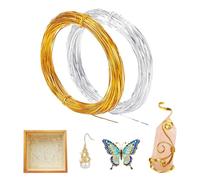 Flat Aluminum Wire, Golden and Silver Wire for DIY Filigree Cloisonne Enamel Painting Jewelryuage, 65.6 Feet/Roll, 2 Rolls