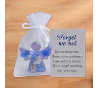 Flat Angel Keepsake with Botanical Forget Me Not Design for Sympathy, Remembrance, and Gentle Emotional Connection (4)