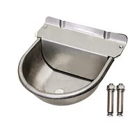 Flat Automatic Dog Water Bowl, Standing Cattle Water Bowls Drinker for Horse Goat Sheep, with Adapter Screws and Drain Hole,Stainless Steel