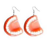 Flat Back Earring Set Pendant Earrings DIY Creative Personality Exaggerated Denture Earrings Long Stud Earrings (A, One Size)