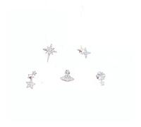 Flat Back Earrings - 5 pairs Minimalist Starburst Pentagram Geometric flat back stud earrings Earrings for Women, Flatbcak Cartilage Helix tiny ear studs