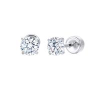 Flat Back Moissanite Stud Earrings, Implant-Grade Titanium, Hypoallergenic 6mm Post for Sensitive Ears, Comfortable Everyday Earrings for New Piercings, Unisex (3-5mm), One size, Metal, Moissanite