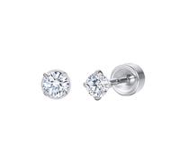 Flat Back Moissanite Stud Earrings, Implant-Grade Titanium, Hypoallergenic 6mm Post for Sensitive Ears, Comfortable Everyday Earrings for New Piercings, Unisex (3-5mm), One size, Metal, Moissanite