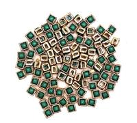 Flat Back Raised Sew On Kundan Stones Beads for Craft Work, Embroidery Work, Jewellery Work, Aari Work, Maggam Work etc in Raised Setting (100Pieces, 6MM, Square, Teal Green)