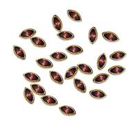 Flat Back Raised Sew On Kundan Stones Beads for Craft Work, Embroidery Work, Jewellery Work, Aari Work, Maggam Work etc (Plum, 25 Pieces, Opal Shaped)