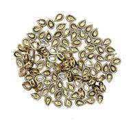 Flat Back Raised Sew On Kundan Stones Beads for Craft Work, Embroidery Work, Jewellery Work, Aari Work, Maggam Work etc (100Pieces, 5x8MM, Tear Drop Shape, Olive Green Color)